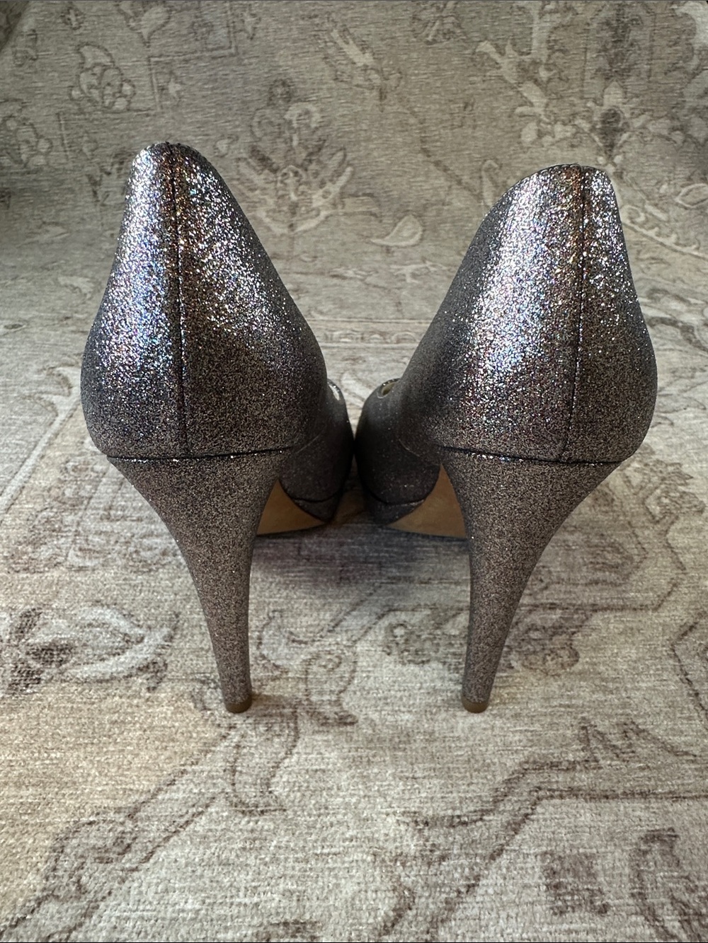 Vera Wang Lavender Peeptoe Glitter Heels - Picture 8 of 10